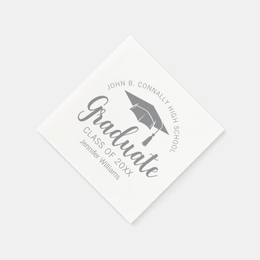 Chic Silver Gray Graduate Custom Graduate Party Serviette (Ecke)