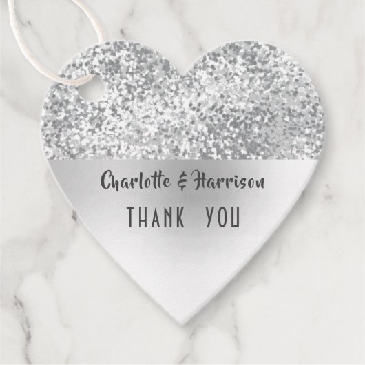 Chic Silver Gray Imitats Glitzer Geschenkanhänger (Vorderseite)