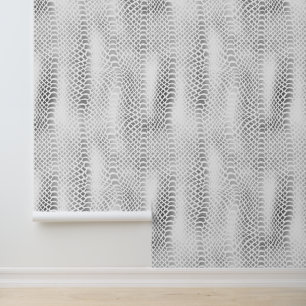 Chic Silver Gray White Snake Print Tapete