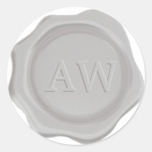 Chic Silver Grey Monogram Wedding Wax Siegel Runder Aufkleber (Vorderseite)