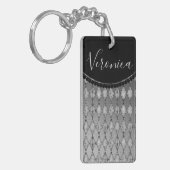Chic Silver Harlequin Personalisiert Schlüsselanhänger (Vorderseite links)