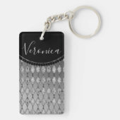 Chic Silver Harlequin Personalisiert Schlüsselanhänger (Rückseite)