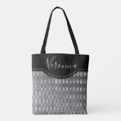 Chic Silver Harlequin Personalisiert Tote Bag Tasche (Rückseite)