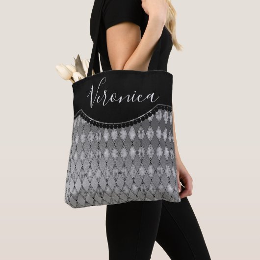 Chic Silver Harlequin Personalisiert Tote Bag Tasche (Von Nahem)