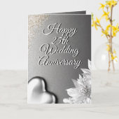 Chic Silver Heart 25. Hochzeitstag Karte (Gelbe Blume)