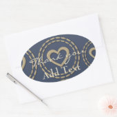 Chic Silver Heart Blue Baby Showaufkleber Ovaler Aufkleber (Umschlag)