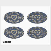 Chic Silver Heart Blue Baby Showaufkleber Ovaler Aufkleber (Blatt)