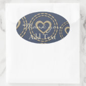 Chic Silver Heart Blue Baby Showaufkleber Ovaler Aufkleber (Tasche)