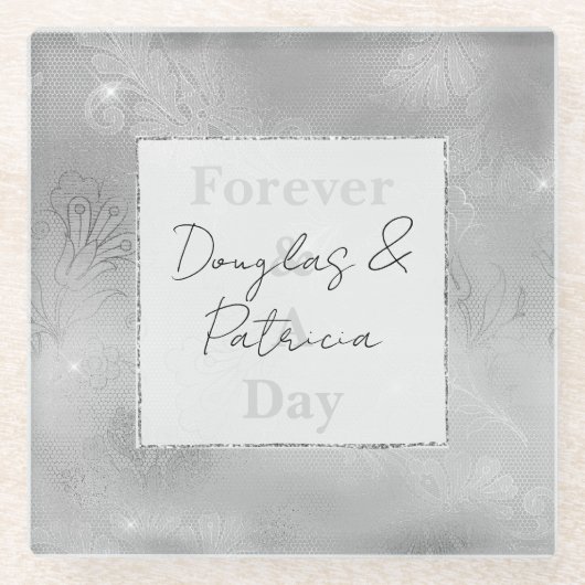 Chic Silver Lace Glasuntersetzer (Vorderseite)