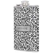 Chic Silver Leopard Print Personalisiert Flachmann (Links)