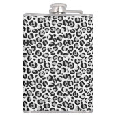 Chic Silver Leopard Print Personalisiert Flachmann (Rückseite)