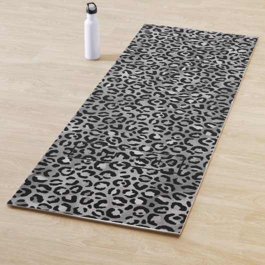 Chic Silver Leopard Print Personalisiert Yogamatte (Beispiel)