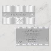Chic Silver Light Gray Sparkling Diamonds Initiale Visitenkarte (Vorne/Hinten)