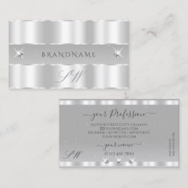 Chic Silver Light Gray Sparkling Diamonds Initiale Visitenkarte