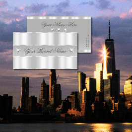 Chic Silver Light Gray Sparkling Diamonds Stilvoll Visitenkarte