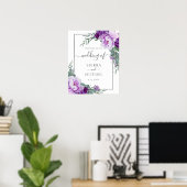 Chic Silver & Lila Floral Eukalyptus Wedding Poster (Heimbüro)