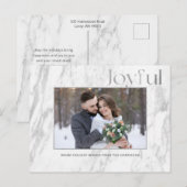 Chic Silver Marble Joyful Typografy Foto Postkarte (Vorne/Hinten)
