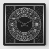 Chic Silver Medallion 2 Quadratische Wanduhr (Vorderseite)