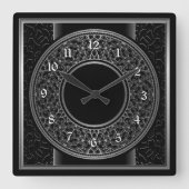 Chic Silver Medallion Quadratische Wanduhr (Vorderseite)