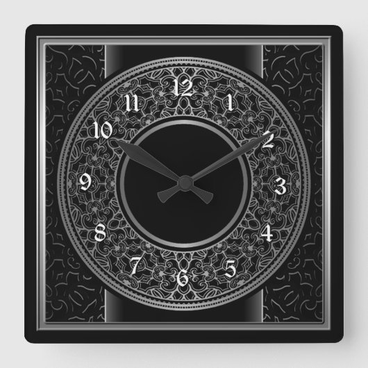 Chic Silver Medallion Quadratische Wanduhr (Vorderseite)