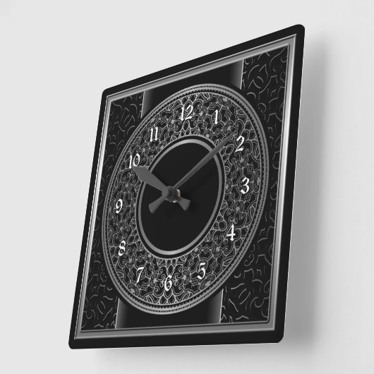 Chic Silver Medallion Quadratische Wanduhr (Winkel)