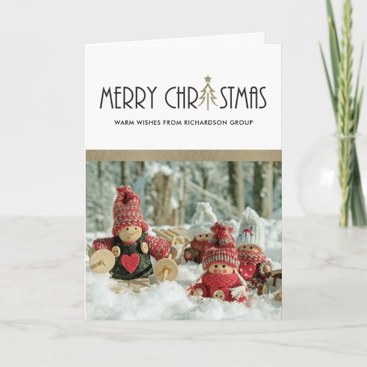 CHIC SILVER MERRY CHRISTMAS BUSINESS HOLIDAY FOTO KARTE (Vorderseite)