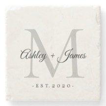 Chic Silver Monogram Script-Namen Hochzeitdatum