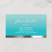 Chic Silver Nail Salon Fashion Blue Business Card Visitenkarte (Rückseite)