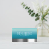 Chic Silver Nail Salon Fashion Blue Business Card Visitenkarte (Stehend Vorderseite)