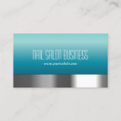 Chic Silver Nail Salon Fashion Blue Business Card Visitenkarte (Vorderseite)