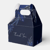 Chic Silver & Navy Blue Floral Wedding Geschenkschachtel (Rückseite)