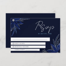 Chic Silver & Navy Blue Floral Wedding