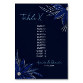 Chic Silver & Navy Blue Floral Wedding Tischnummer (Rückseite)
