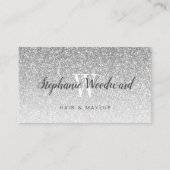 Chic Silver Ombre Glitzer Monogram Haarsalon Visitenkarte (Vorderseite)