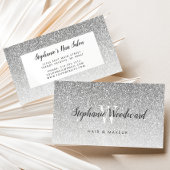 Chic Silver Ombre Glitzer Monogram Haarsalon Visitenkarte