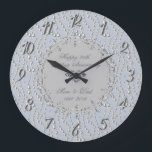 Chic Silver Pearls 25th Wedding Anniversary Große Wanduhr<br><div class="desc">Elegant silver pearls,  diamond wedding anniversary clock.</div>