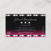 Chic Silver Pink Black Sparkling Diamonds Initiale Visitenkarte (Rückseite)