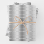 Chic Silver Ribbon Bow Brautparty Geschenkpapier Set (Beispiel)