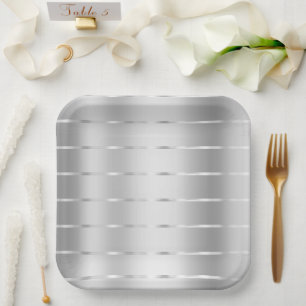 Chic Silver Ribbon Brautparty Pappteller