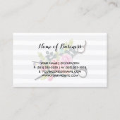 Chic Silver Scheren Haarstylle Streifen und Rose Visitenkarte (Rückseite)