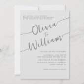 Chic Silver Script Wedding Einladung (Vorderseite)