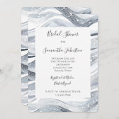 Chic Silver Sparkle Waves Brautparty Einladung (Vorne/Hinten)