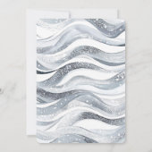 Chic Silver Sparkle Waves Geburtstag Einladung (Rückseite)