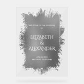 Chic Silver Splash Wedding Willkommen Acrylschild (Vorderseite)