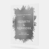 Chic Silver Splash Wedding Willkommen Acrylschild (Winkel)