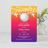 Chic Silver Star String Light Gradient Geburtstag Einladung (Stehend Vorderseite)