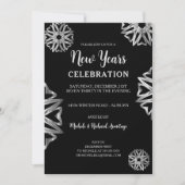 Chic Silver Stars Einladung für neue Jahre (Vorderseite)