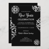 Chic Silver Stars Einladung für neue Jahre (Vorne/Hinten)