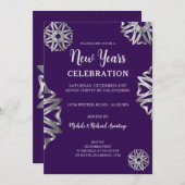 Chic Silver Stars Einladung für neue Jahre (Vorne/Hinten)