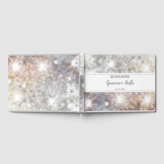 Chic Silver Stars Quinceanera Gästebuch (Voll)